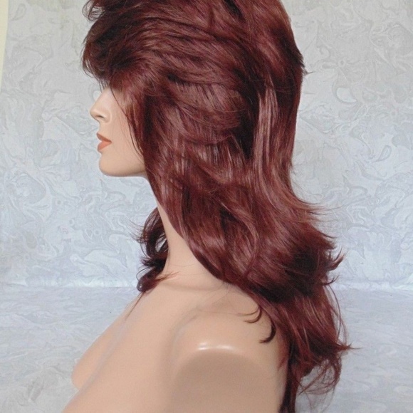 Long Soft Fluffy Layered Auburn Full Synthetic Wig main image 4
